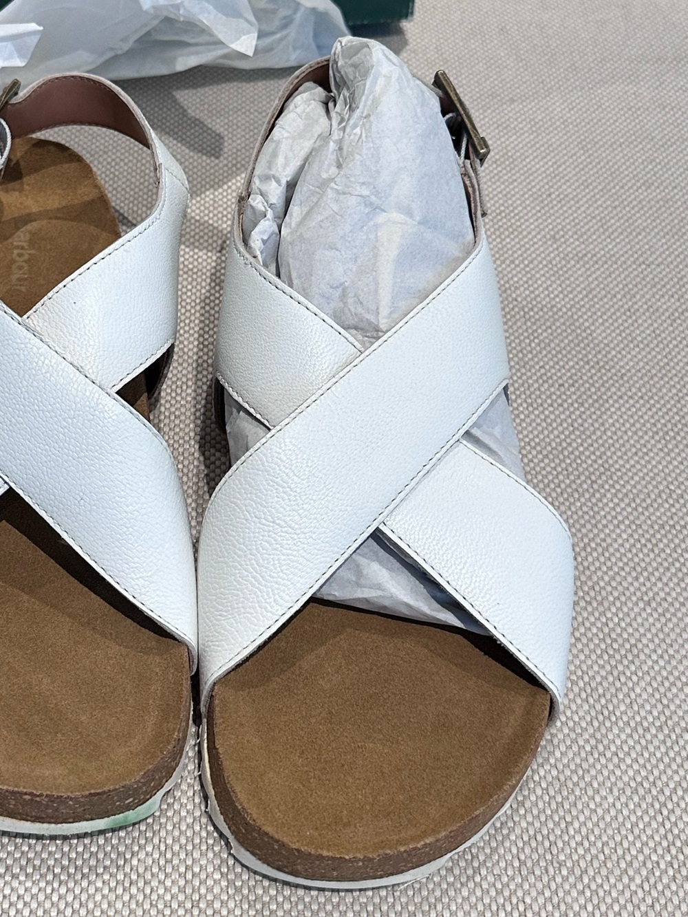 BARBOUR size 8 White Soft Leather Comfort Sandals Adjustable Buckle NEW $268 - Picture 11 of 16